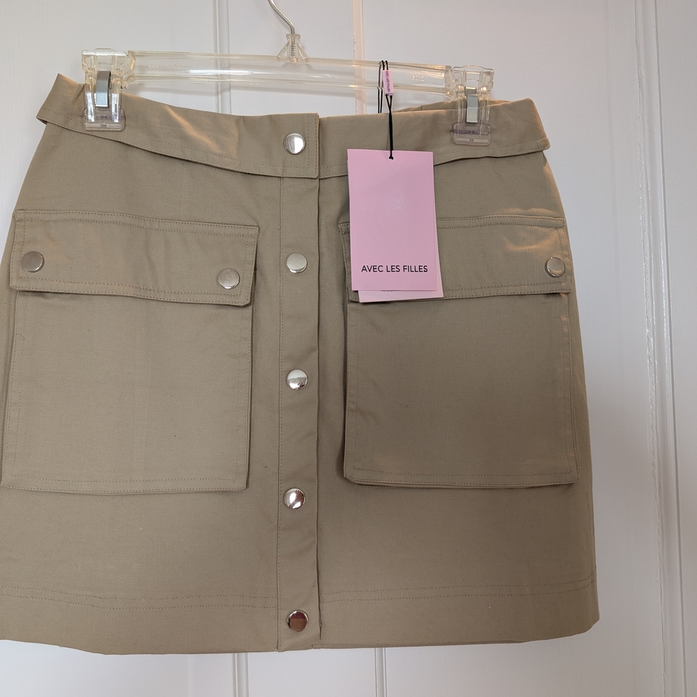 Avec Les Filles Button-Front Skirt, NWT